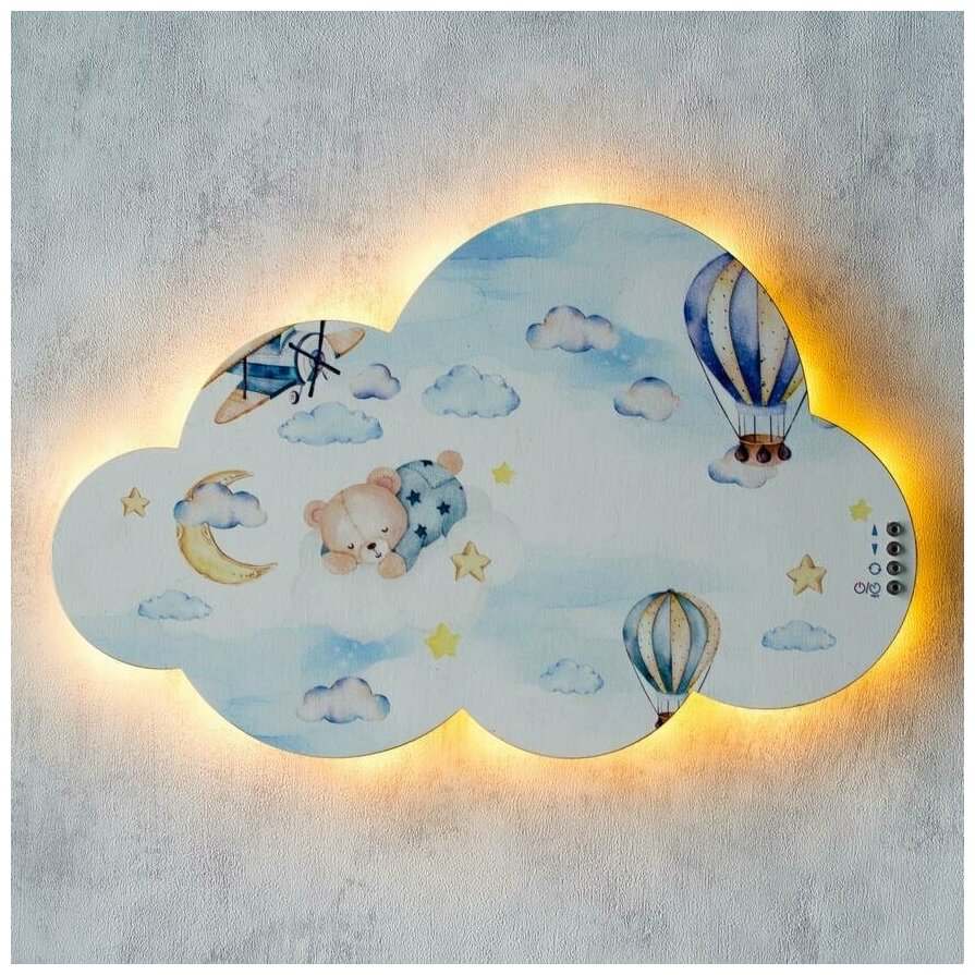 Ночник облако с живым светом "Мишка на облачке" - фотография № 2