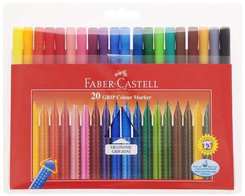 Faber-Castell Набор фломастеров Grip, (155320), разноцветный, 20 шт.