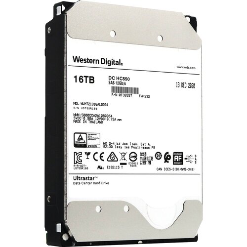 WD Жесткий диск HDD WD SAS Server 16Tb Ultrastar DC HC550 7200 12Gbs 512MB 1 year 4242000₽