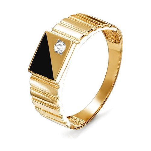 фото Золотое кольцо кюз del'ta d040227 с фианитом и эмалью diamant-online