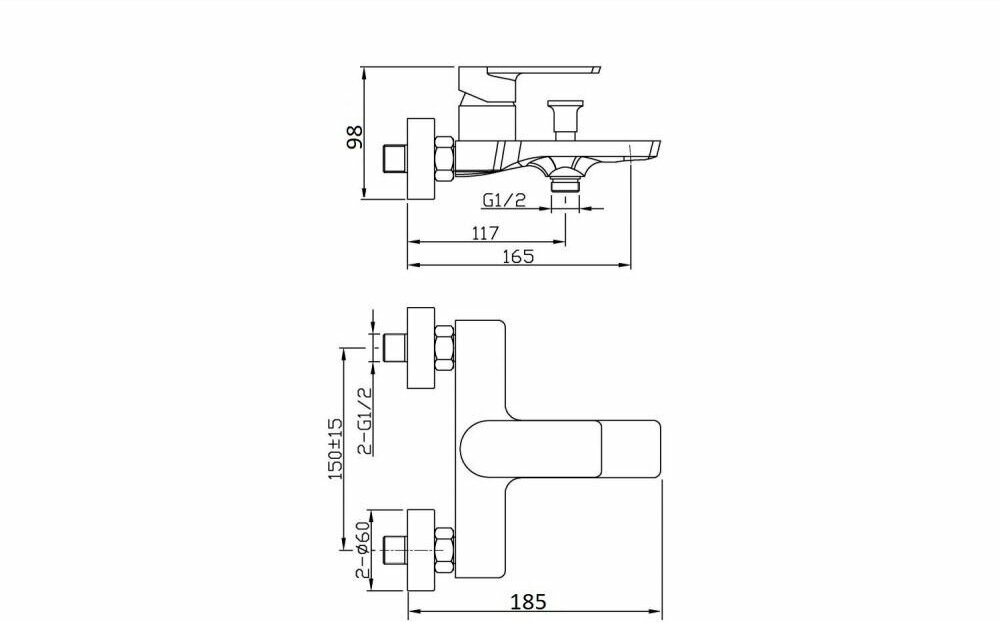 Смеситель для ванны с душем Agger Brilliant A0310000 Hoff - фото №5