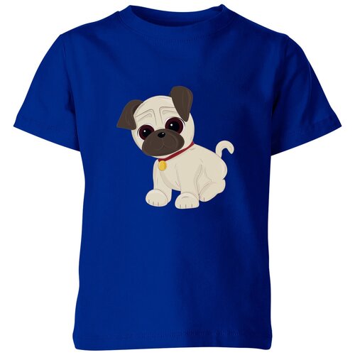 Детская футболка «Милый мопс» (164, синий)