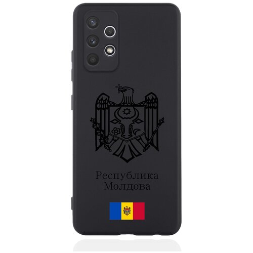 Черный силиконовый чехол для Samsung Galaxy A32 Черный лаковый Герб Республики Молдова/ Герб Молдавии