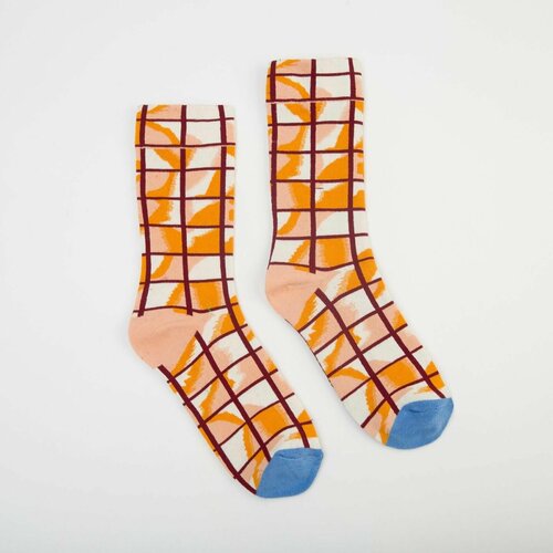 фото Женские носки minaku средние, размер 36-41, мультиколор, оранжевый
