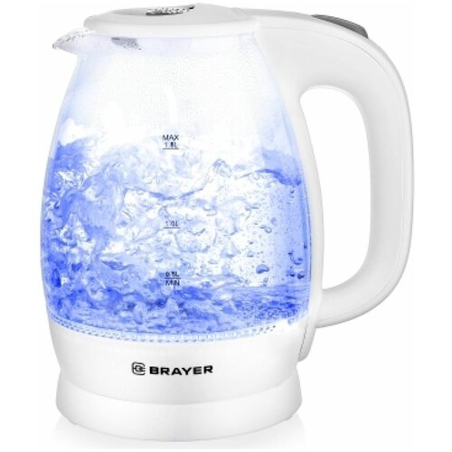Чайник электрический BRAYER BR1013WH 2200 Вт 18 л высокопрочное стекло подсветка автоотключение моющийся фильтр 267600₽