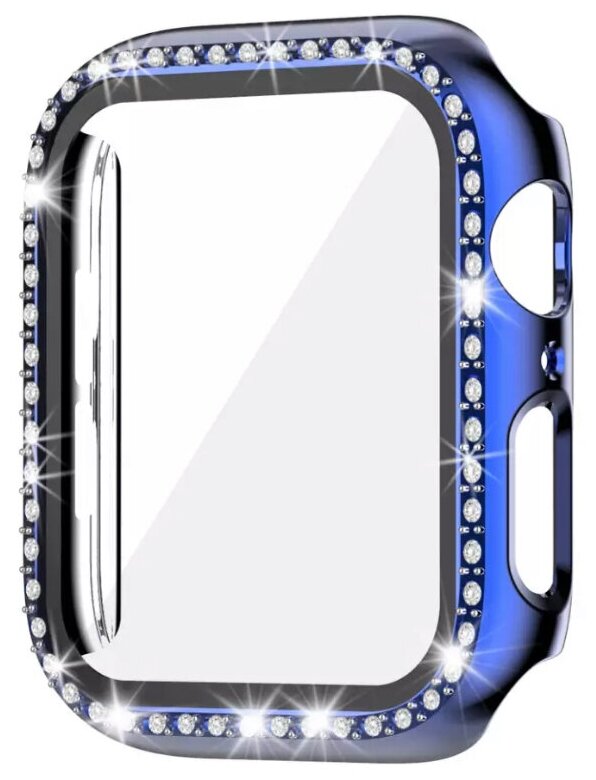 Чехол (бампер) для Apple Watch 42mm со стразами темно-синий