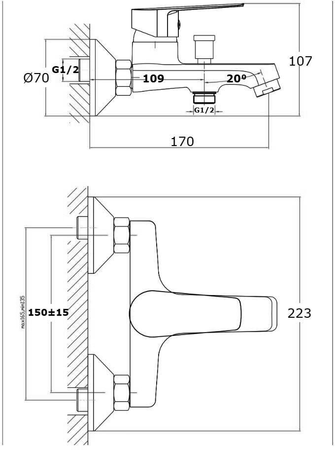 Orange Loop M26-100cr смеситель для ванны, хром