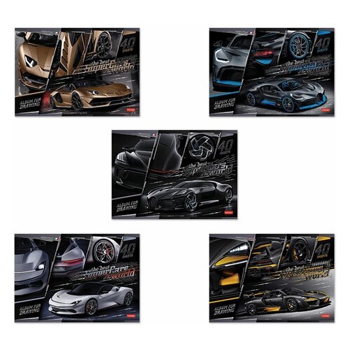 фото Альбом для рисования а4 40 л., скоба, 3d фольга, мат.ламинация, hatber, 205х290 мм, "supercarsworld", 40а4лофв