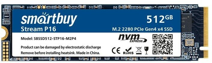 Накопитель SSD M.2 512Gb Smartbuy Stream P16 SBSSD512-STP16-M2P4