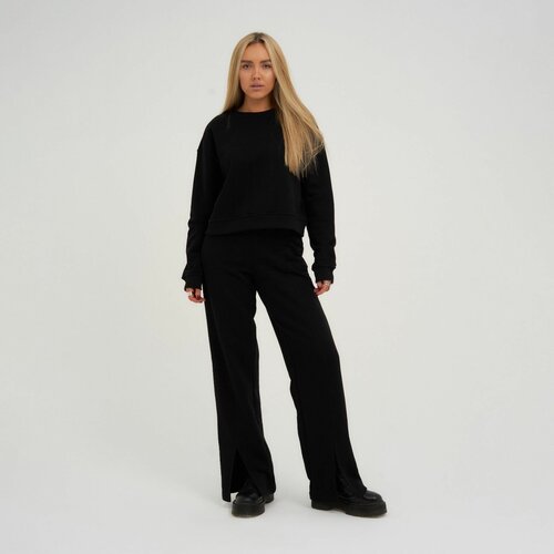 Костюм MIST, джемпер и брюки, повседневный стиль, прямой силуэт, размер 44-46, черный