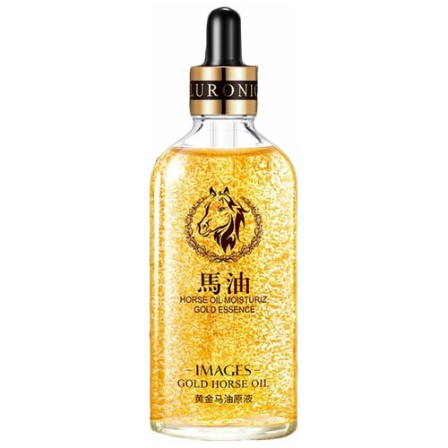 Images Horse Oil Moisturiz Gold Essence Увлажняющая эссенция для лица с лошадиным маслом и частицами золота, 100 мл