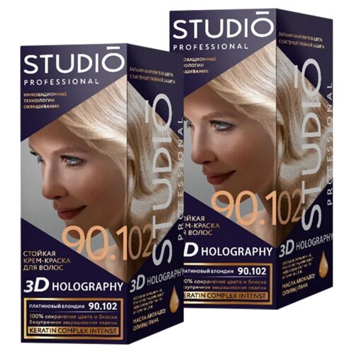 Купить Studio Professional 3D Holography стойкая крем-краска для волос, 2шт, 90.102 Платиновый блондин