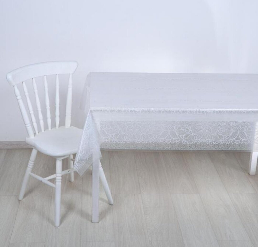 фото Скатерть без основы многоразовая «Ажур», размер 120×180 см, цвет прозрачный