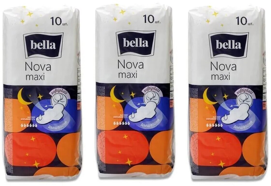 Bella Прокладки Nova Maxi softiplait air, 10 шт в упаковке набор 3шт