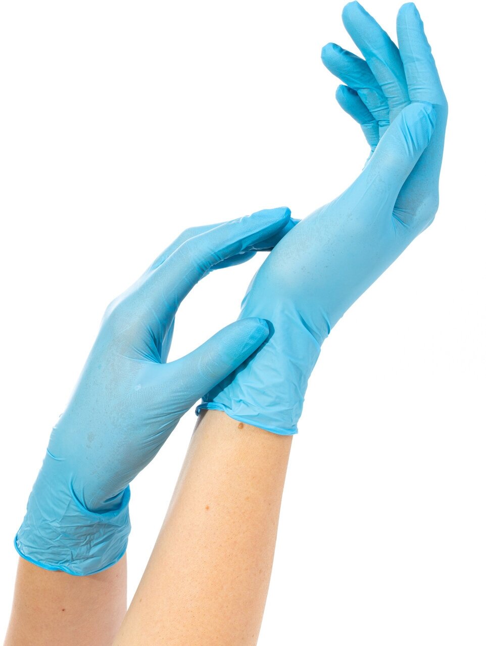 Перчатки одноразовые нитриловые голубые NITRILE Cloves, размер M,150 пар.