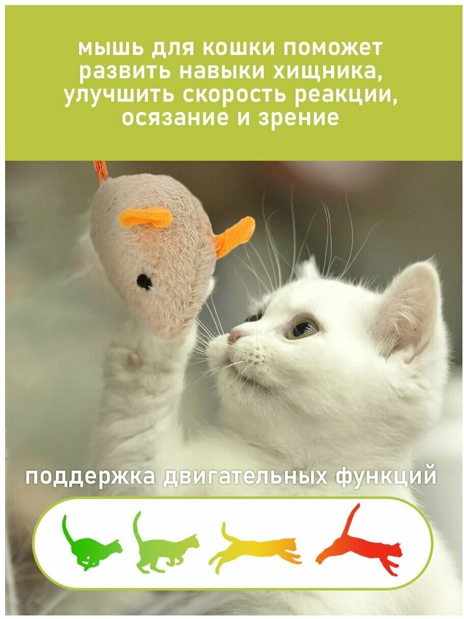 Игрушки для кошек мышь набор 3 шт, Мягкая игрушка мышь, Игрушка для животных - фотография № 2