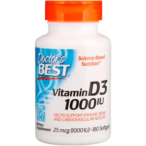 Doctor`s Best Vitamin D-3 1000 IU (Витамин Д-3) 180 капсул (Doctor's Best)
