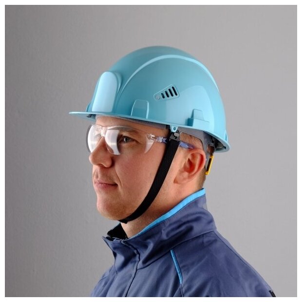 Каска строительная РОСОМЗ защитная рабочая шлем для защиты СОМЗ-55 визион RAPID голубая подарок мужчине арт. 78718
