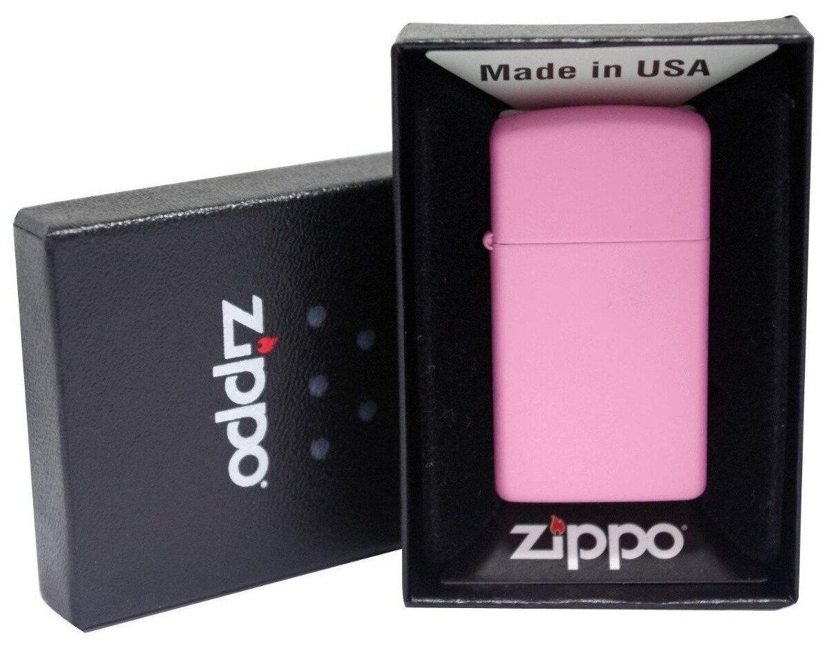 ZIPPO Slim® с покрытием Pink Matte, латунь/сталь, розовая, матовая, 29x10x60 мм - фотография № 5
