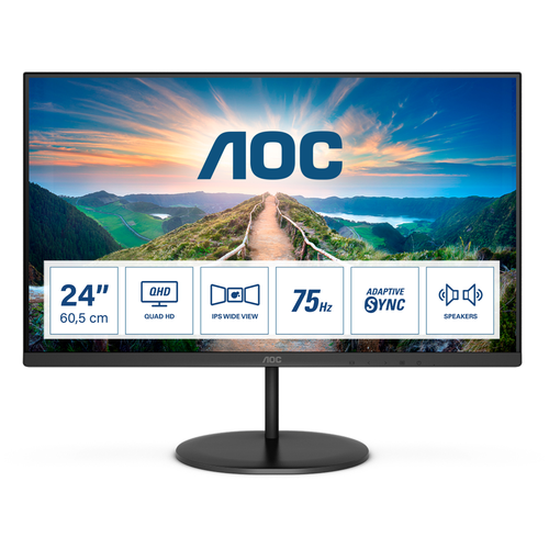 Монитор LCD 23.8' [16:9] 2560х1440(WQHD) IPS, nonGLARE, 250cd/m2, H178°/V178°, 1000:1, 20M:1, 16.7M, 4ms, HDMI, DP, Tilt, Swivel, Speakers, 3Y, Black