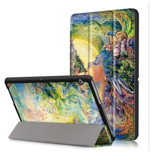 фото Чехол-обложка mypads для huawei mediapad t3 10 lte (ags-l09/l03) 9.6 тонкий умный кожаный на пластиковой основе с трансформацией в подставку тематика русалка
