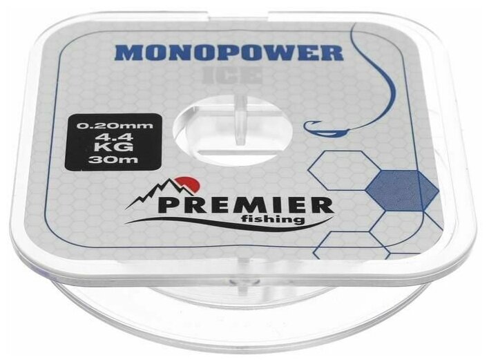 Монофильная леска для зимней рыбалки PREMIER fishing MONOPOWER ICE 020 мм 30 м Clear Nylon 1 шт.