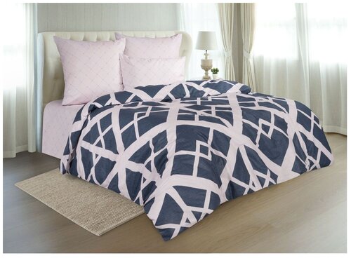 Комплект постельного белья Guten Morgen Rhombus (930), евростандарт, перкаль, розовый/темно-серый