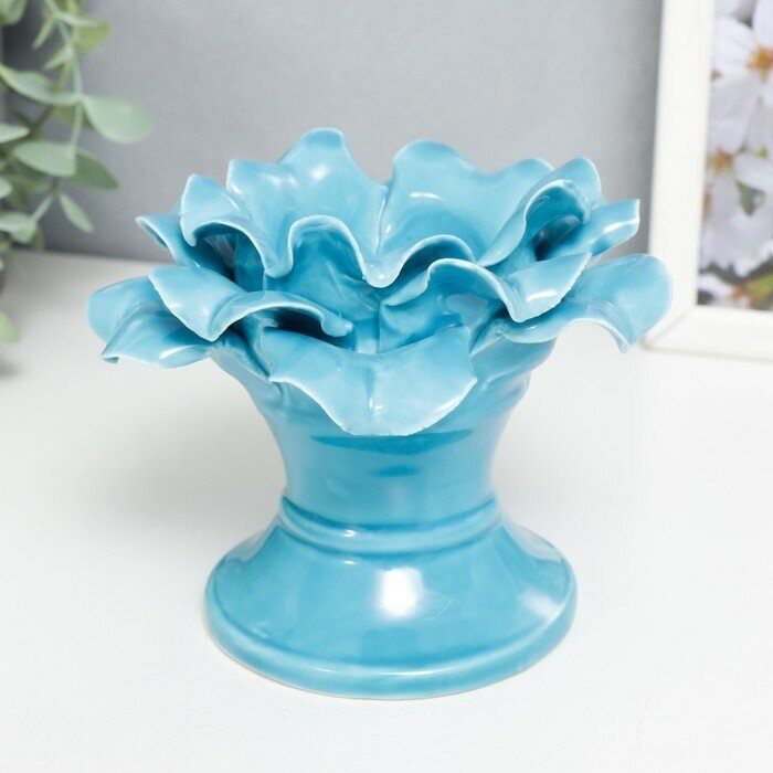 фото Подсвечник керамика на 1 свечу "Цветок на пьедестале" 10х12х12 см