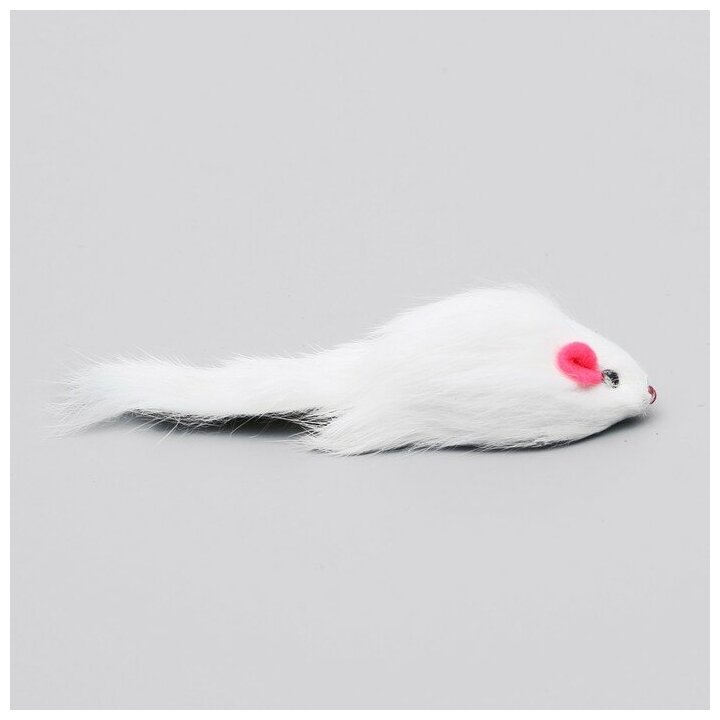 Мышь из натурального меха, 5 см, белая