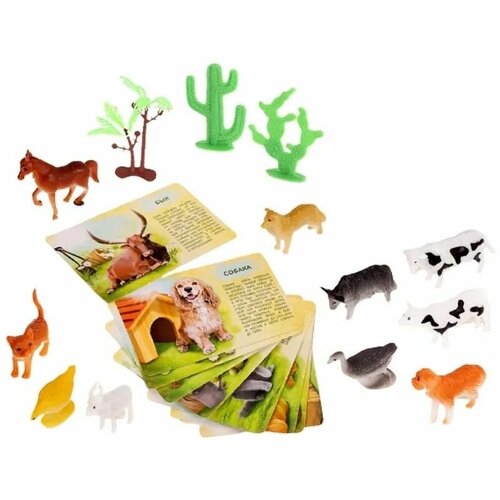 Игровой набор с обучающими карточками Животные фермы игровой набор с обучающими карточками животные фермы