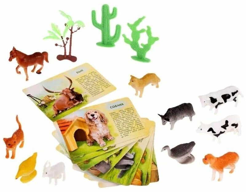 Игровой набор с обучающими карточками "Животные фермы"