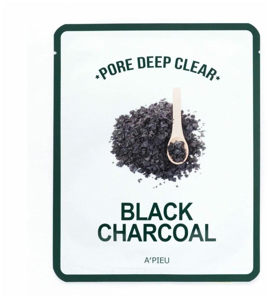 A'PIEU тканевая маска Pore Deep Clear Black Charcoal с древесным углем