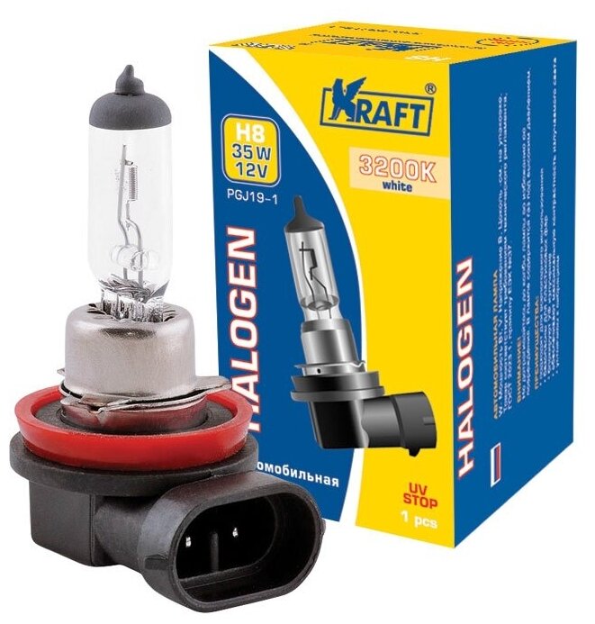 Лампа автомобильная галогенная KRAFT H8 12v 35w (PGJ19-1) KT 700018 PGJ19-1