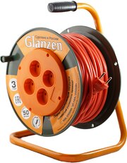 Удлинитель силовой на катушке GLANZEN 4 розетки ПВС 2х1,5 50м арт. EB-50-006