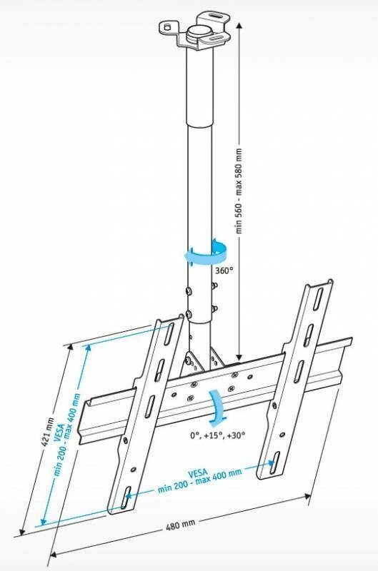 Кронштейн для телевизора Holder PR-101-W белый 32"-65" макс.60кг потолочный фиксированный