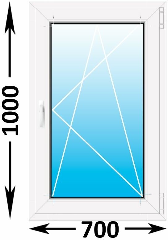 Пластиковое окно MELKE Lite 60 одностворчатое 700x1000, с двухкамерным стеклопакетом (ширина Х высота) (700Х1000)