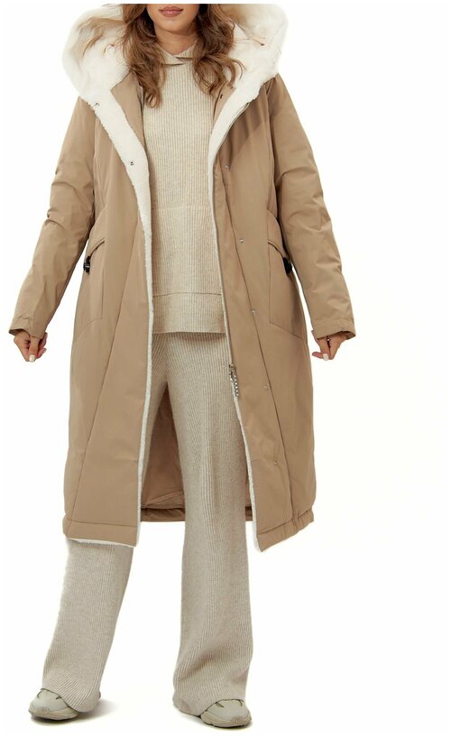 Пальто утепленное женское зимнее с капюшоном AD112288G, 54