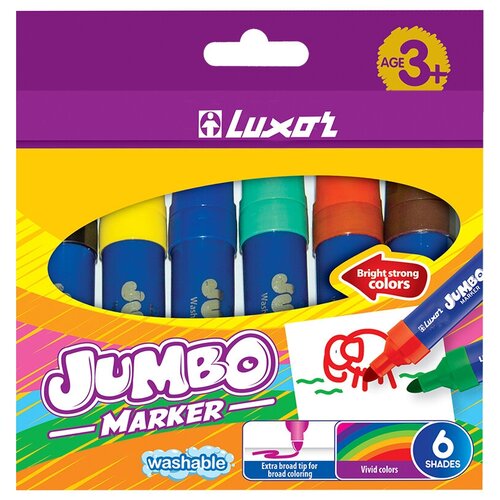 Luxor Набор фломастеров Jumbo (6190/Box 6), черный, 6 шт.