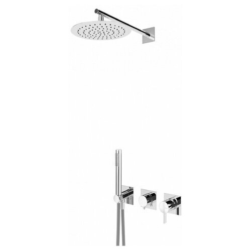 Комплект душевой со смесителем и ручным и верхним душем BRUMA BREEZE 168 763 2SR золото матов 250 мм