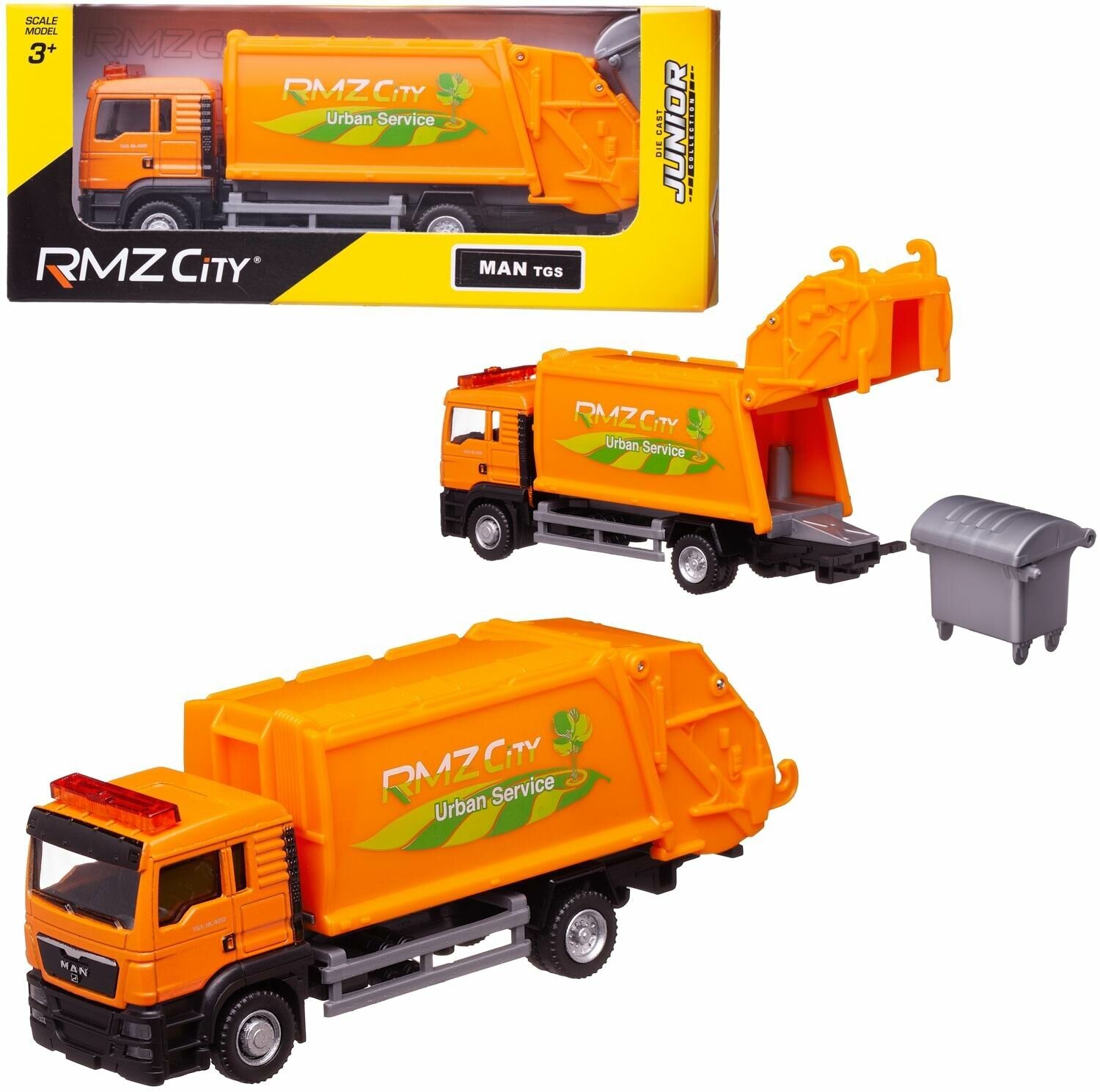 Машина металлический RMZ City 1:64 Мусоровоз MAN, без механизмов,