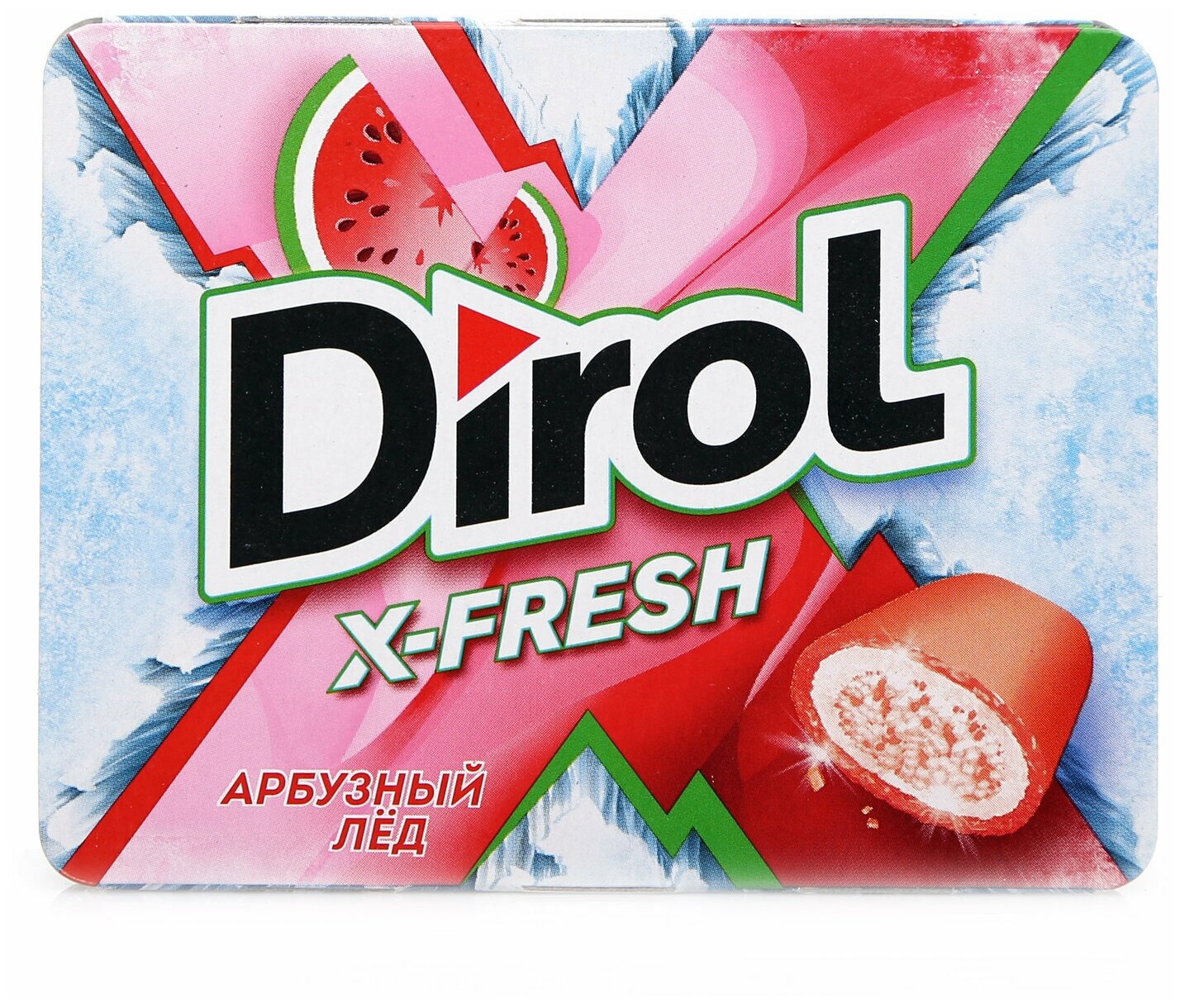 DIROL X-Fresh Арбузный лед жевательная резинка б/с сахара с арбузным вкусом 16г - фотография № 4