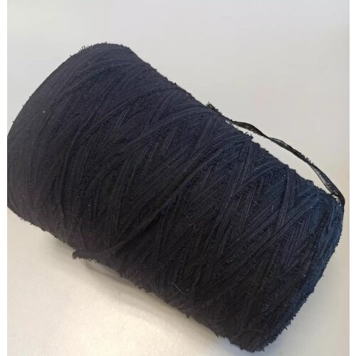 Пряжа LINEAPIU с ворсом, черный цвет, 73% хлопка, 27 % ПА, 390 гр, длина нити 210 метров