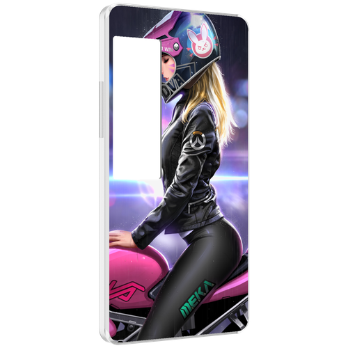 Чехол MyPads девушка на мотоцикле неон женский для Meizu Pro 7 Plus задняя-панель-накладка-бампер