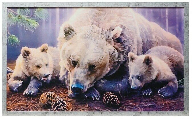 Картина "Медвежата" 66х106см рамка микс