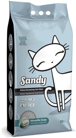 Наполнитель для кошачьих туалетов Sandy Marseille Soap комкующийся, бентонитовый с ароматом марсельского мыла (10 кг)