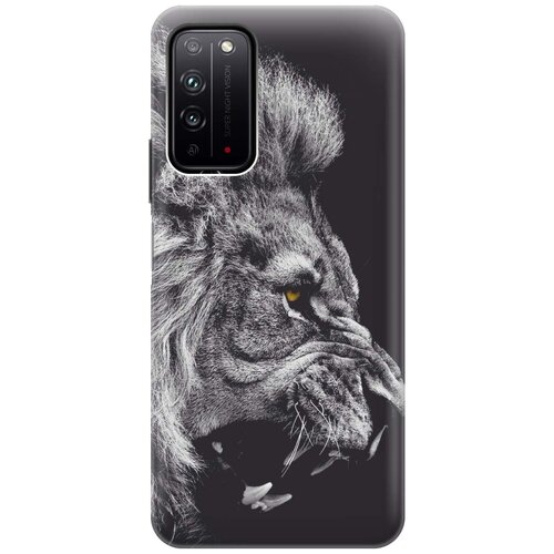 фото Cиликоновый чехол на honor x10 / хонор х10 с принтом "морда льва" gosso
