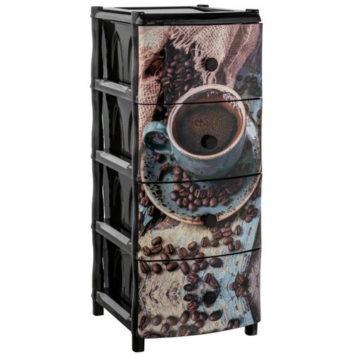 Комод Элластик, 4 секции, с рисунком Чашка Кофе, арт. ЭП 644649