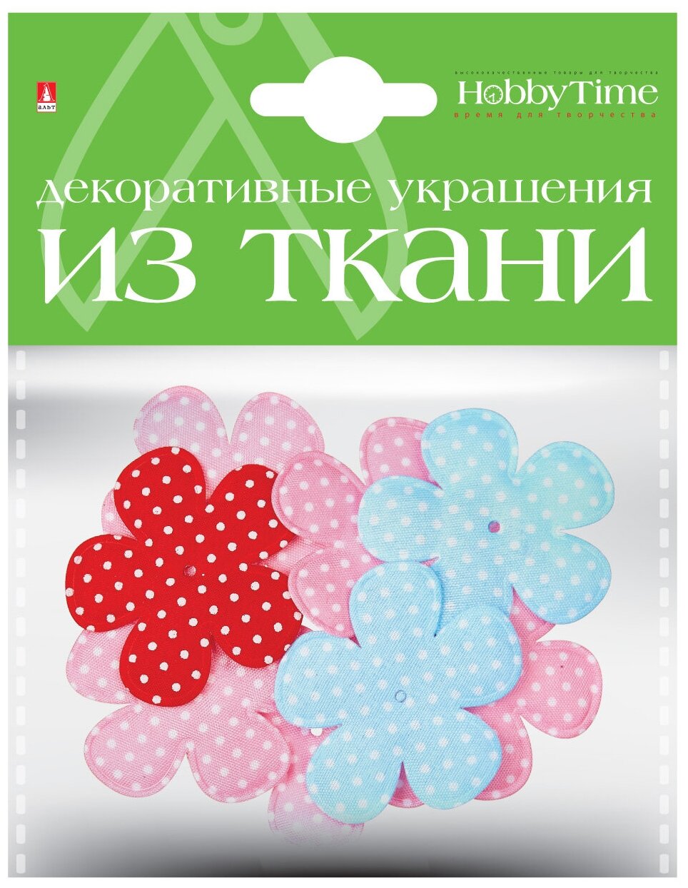 Декор из ткани, Набор №6 "цветочки L" ( 6 видов ) 2-159/02