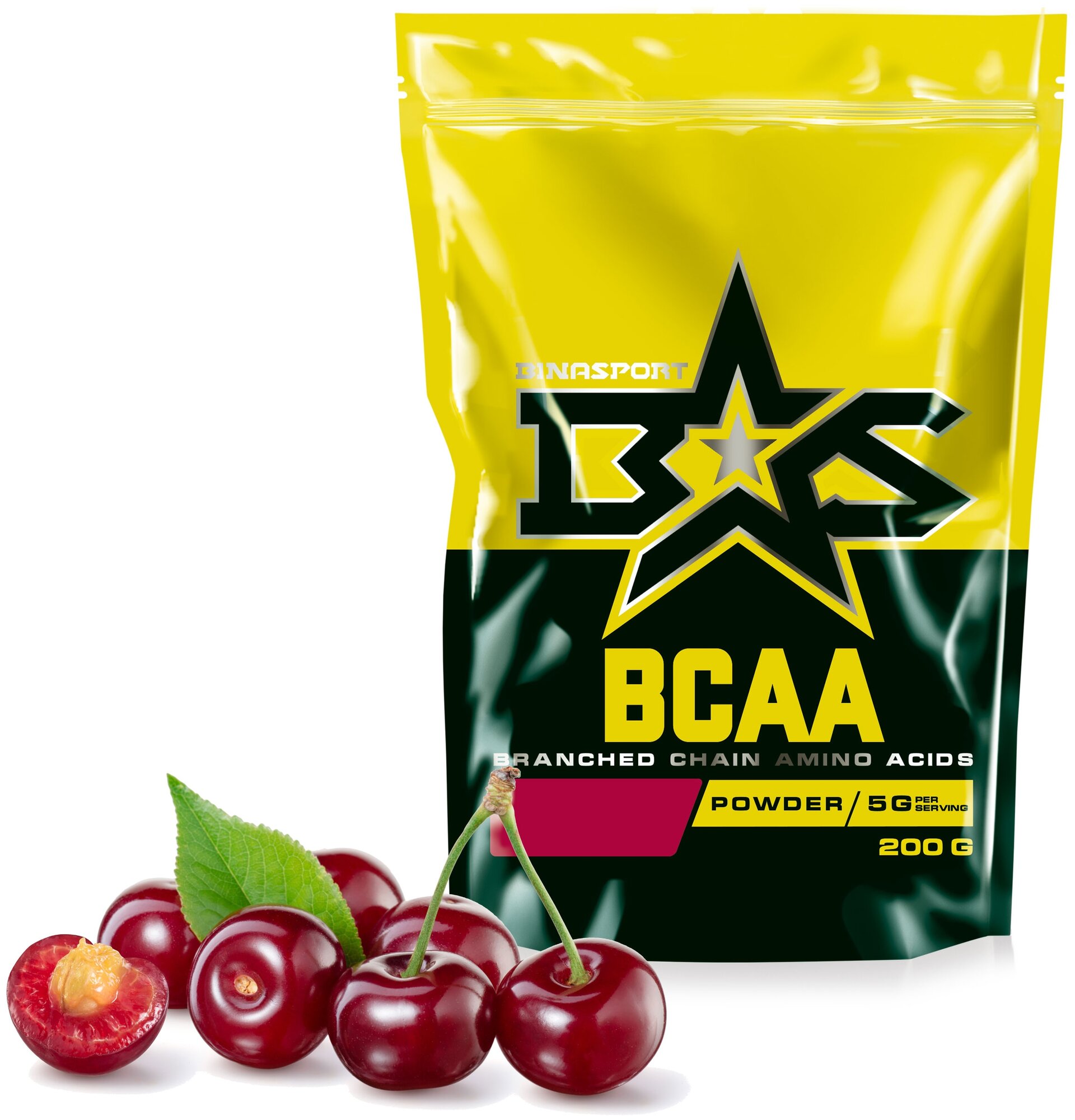 Аминокислоты Binasport "BCAA" БЦАА порошок 200 г со вкусом вишни