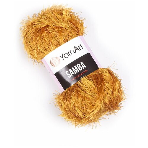 Пряжа для вязания YarnArt Samba (ЯрнАрт Самба) - 5 мотков 2004 горчица, травка, фантазийная для игрушек 100% полиэстер 150м/100г